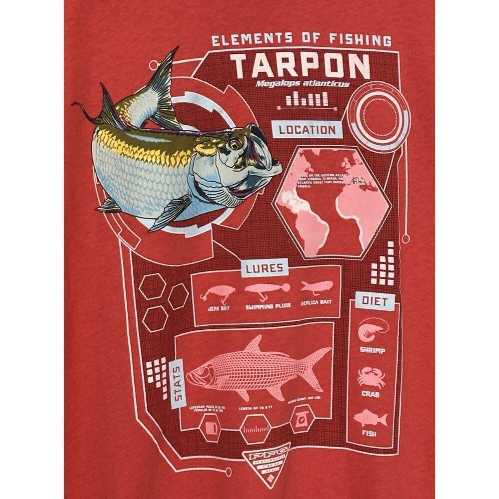NWT Columbia Men Large Red Sportswear PFG Fishing Short Sleeve T Shirt Tarpon